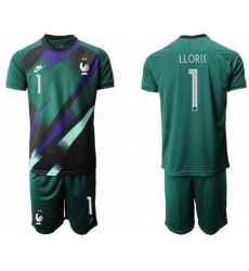 France #1 LLORIS Green Goalkeeper Soccer Country Jersey