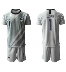 France #1 LLORIS Grey Goalkeeper Soccer Country Jersey