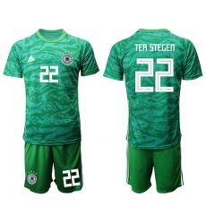 Germany #22 Ter Stegen Green Goalkeeper Soccer Country Jersey