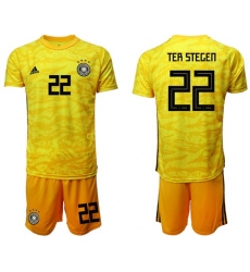 Germany #22 Ter Stegen Yellow Goalkeeper Soccer Country Jersey