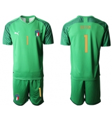 Italy #1 Buffon Green Goalkeeper Soccer Country Jersey