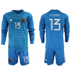 Mexico #13 G.Ochoa Blue Long Sleeves Goalkeeper Soccer Country Jersey1