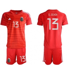 Mexico #13 G.Ochoa Red Goalkeeper Soccer Country Jersey