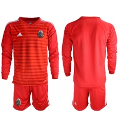 Mexico Blank Red Long Sleeves Goalkeeper Soccer Country Jersey
