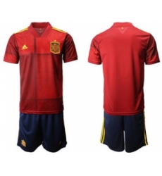 Men's Spain Custom Euro 2021 Red Soccer Jersey and Shorts