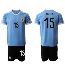 Uruguay #15 Vecino Home Soccer Country Jersey