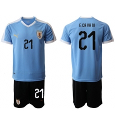 Uruguay #21 E.Cavani Home Soccer Country Jersey