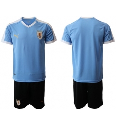 Uruguay Blank Home Soccer Country Jersey