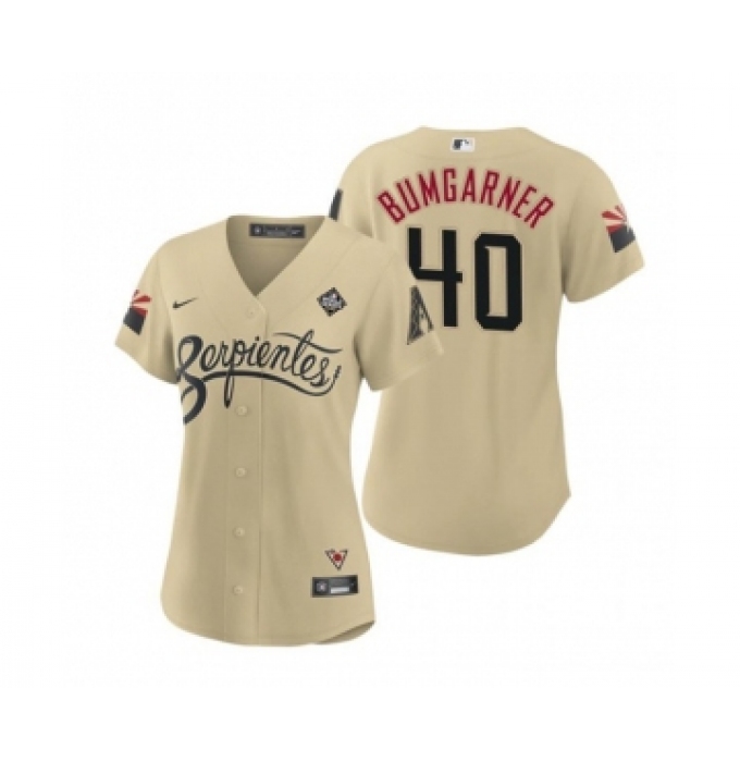 Women's Arizona Diamondbacks #40 Madison Bumgarner Gold 2023 World Series City Connect Stitched Baseball Jersey