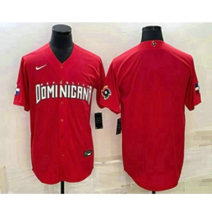Men's Dominican Republic Baseball Blank 2023 Red World Classic Stitched Jerseys