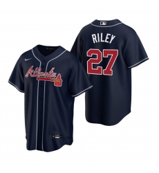 Men's Nike Atlanta Braves #27 Austin Riley Navy Alternate Stitched Baseball Jersey