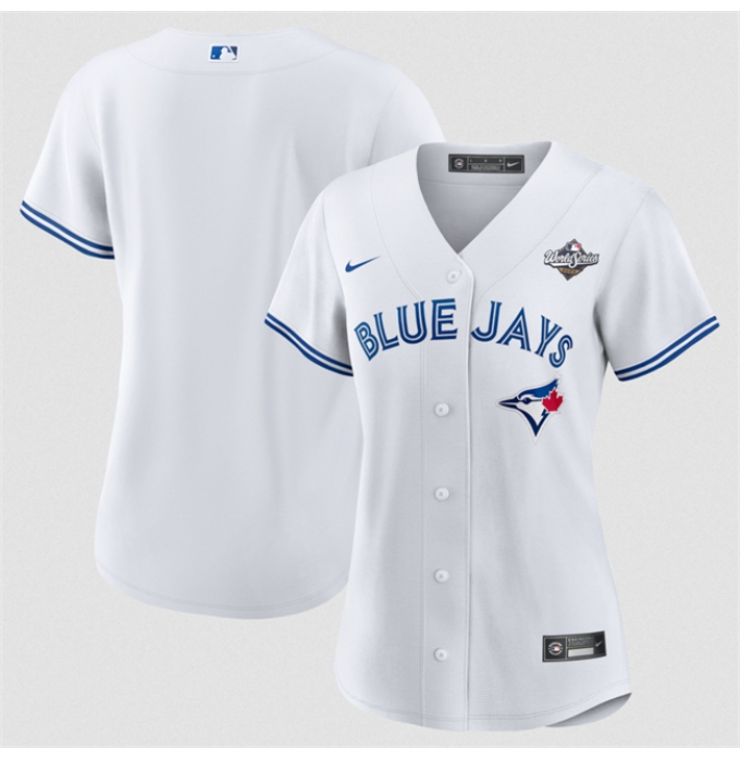 Women's Toronto Blue Jays Blank White 2025 World Series Home Cool Base Stitched Baseball Jersey(Run Small)