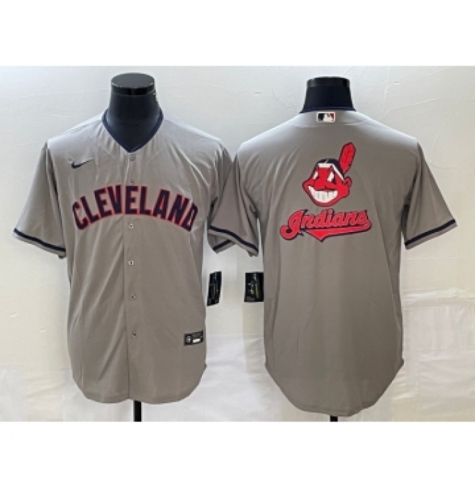 Men's Cleveland Guardians Gray Team Big Logo Cool Base Stitched Jersey