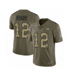 Men's Tampa Bay Buccaneers #12 Tom Brady Limited Olive Camo 2017 Salute to Service Football Jersey