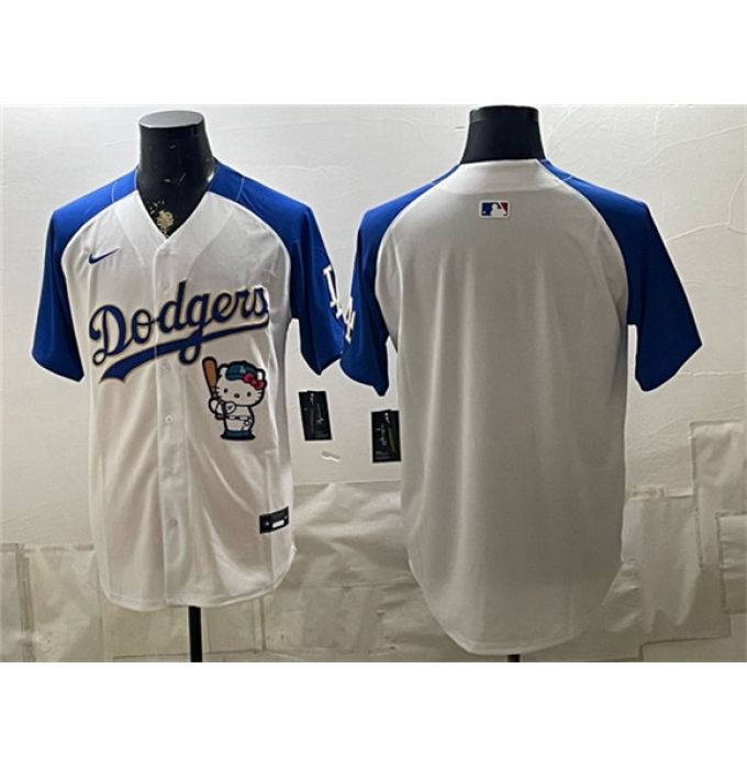 Men's Los Angeles Dodgers Blank White Royal Gold Hello Kitty Vapor Limited Stitched Baseball Jersey