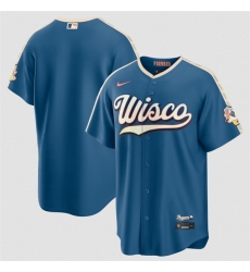 Men's Milwaukee Brewers Blank Mineral Blue 2026 City Connect Stadium Stitched Stitched Baseball Jersey
