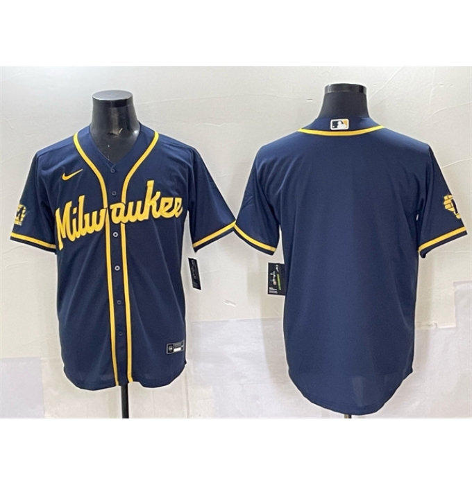 Men's Milwaukee Brewers Blank Navy 2025 With Stitched Baseball Jersey