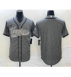 Men's New York Yankees Blank Grey Gridiron Cool Base Stitched Baseball Jersey