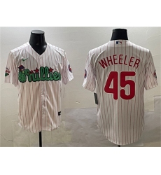 Men's Philadelphia Phillies #45 Zack Wheeler White Phanatic Cool Base Stitched Jersey