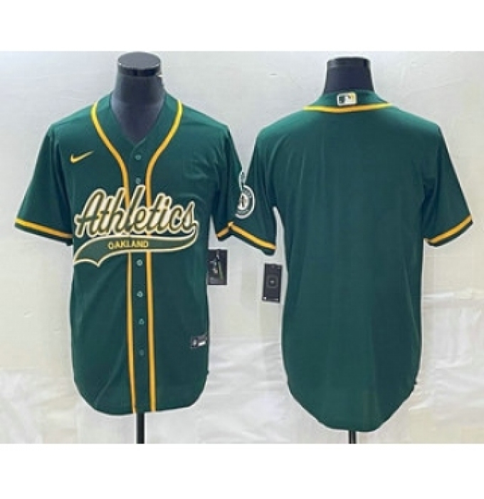 Men's Oakland Athletics Blank Green Cool Base Stitched Baseball Jersey