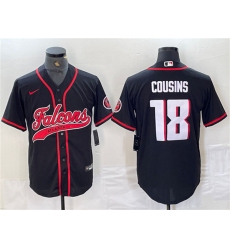 Men's Atlanta Falcons #18 Kirk Cousins Black With Cool Base Baseball Stitched Jersey