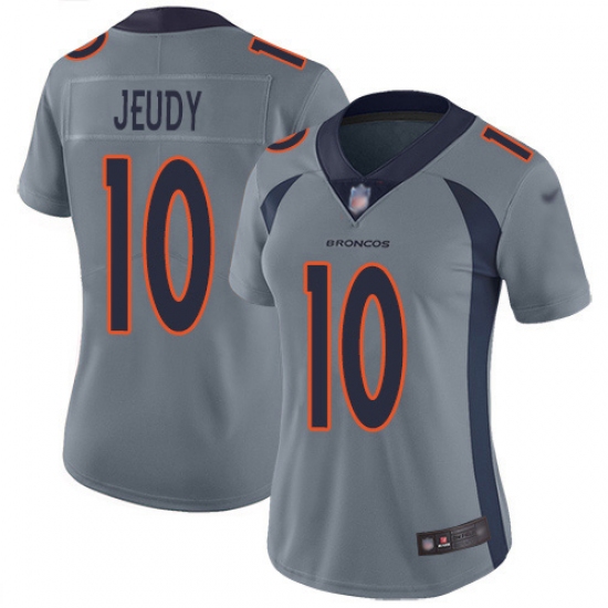 Women's Denver Broncos 10 Jerry Jeudy Gray Stitched Limited Inverted Legend Jersey,cheap soccer