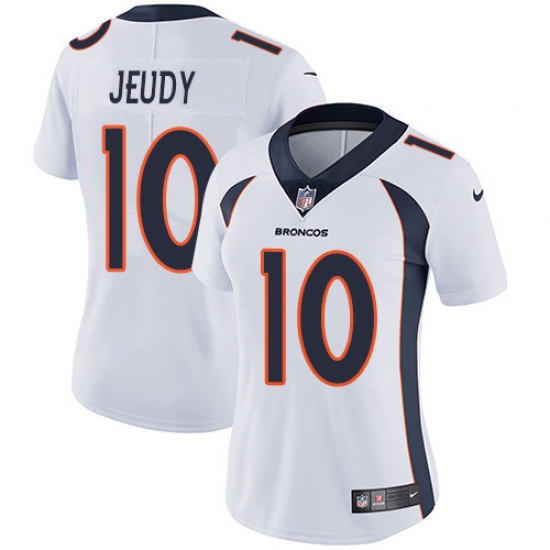 Women's Denver Broncos 10 Jerry Jeudy White Stitched Vapor Untouchable Limited Jersey,cheap