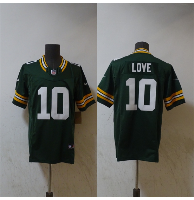 Men's Green Bay Packers #10 Jordan Love Green Vapor 2024 F.U.S.E. Limited Stitched Football Jersey