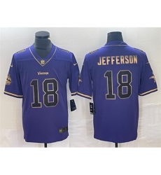 Men's Minnesota Vikings #18 Justin Jefferson Purple Gold Stitched Jersey