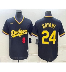 Men's Los Angeles Dodgers #8 #24 Kobe Bryant Number Black Stitched Pullover Throwback Nike Jersey1