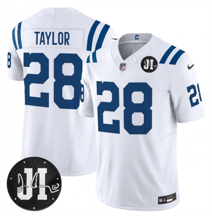 Men's Indianapolis Colts #28 Jonathan Taylor White 2025 F.U.S.E. Jim Irsay Vapor Limited Football Stitched Jersey