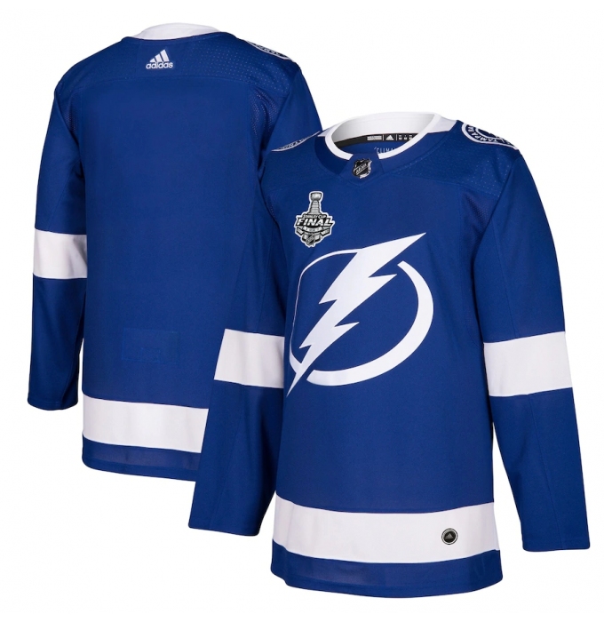 Men's Tampa Bay Lightning adidas Blue Blank 2020 Stanley Cup Final Bound Authentic Patch Blank Jersey
