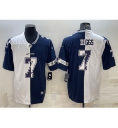 Men's Dallas Cowboys #7 Trevon Diggs Navy White Split Vapor Untouchable Limited Stitched Jersey