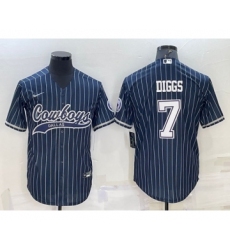 Men's Dallas Cowboys #7 Trevon Diggs Navy With Patch Cool Base Stitched Baseball Jersey