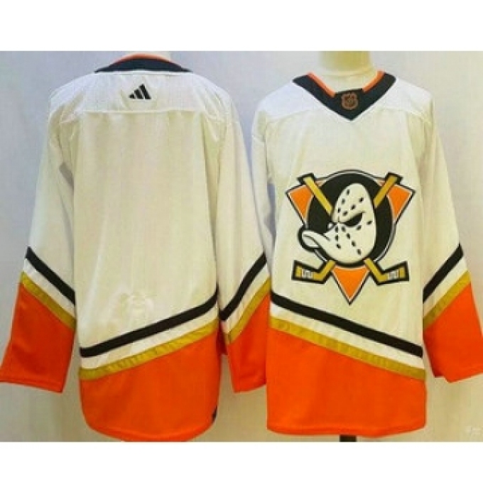 Men's Anaheim Ducks Blank White 2022 Reverse Retro Authentic Jersey