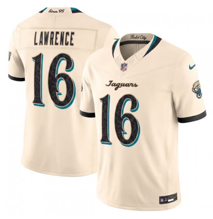 Men's Jacksonville Jaguars #16 Trevor Lawrence Cream 2026 F.U.S.E. Rivalries Collection Limited Football Stitched Jersey