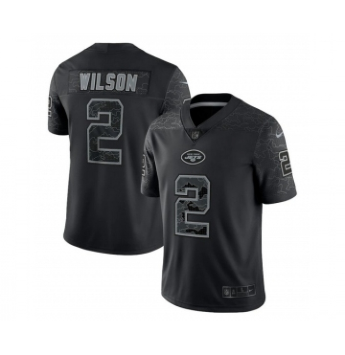Men's New York Jets #2 Zach Wilson Black Reflective Limited Stitched Jersey