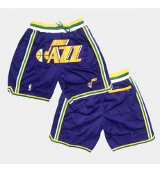 Men' Utah Jazz Purple NBA Shorts (Run Smaller)