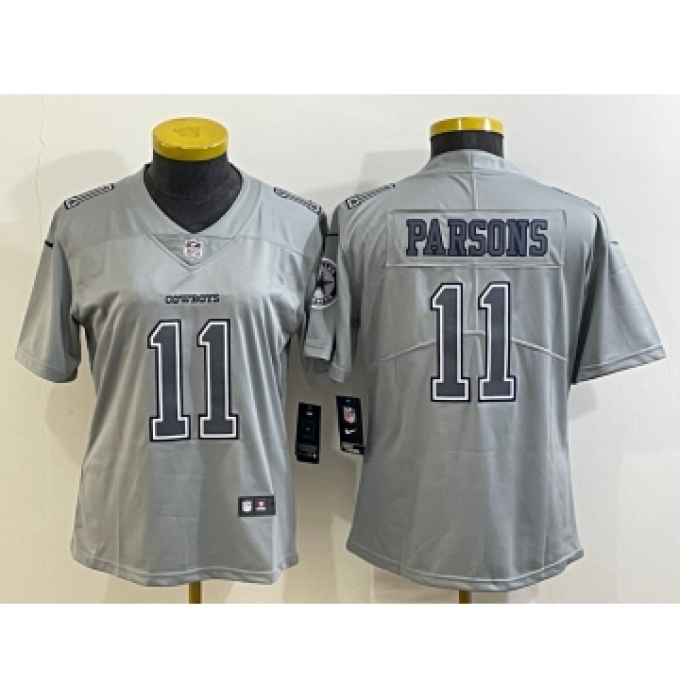 Women's Dallas Cowboys #11 Micah Parsons Grey Atmosphere Fashion 2022 Vapor Untouchable Stitched Nike Limited Jersey
