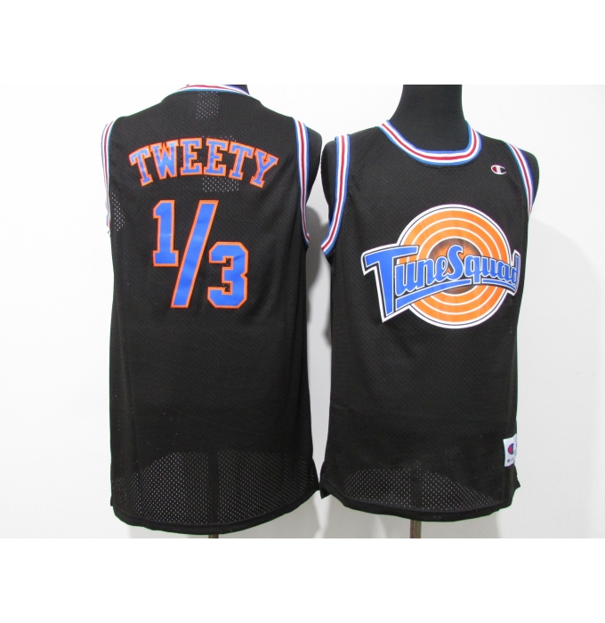 Men's Space Jam Tune Squad 13 Tweety Black Stitched Basketball Jersey