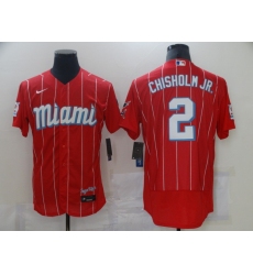 Men's Nike Miami Marlins #2 Jazz Chisholm Red 2021 City Connect Replica Jersey