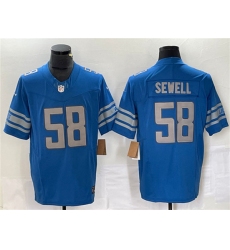 Men's Detroit Lions #58 Penei Sewell Blue 2023 F.U.S.E. Vapor Untouchable Limited Stitched Jersey