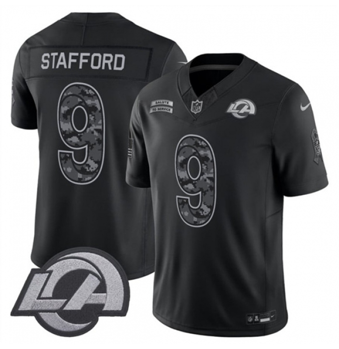 Men's Los Angeles Rams #9 Matthew Stafford Black 2026 F.U.S.E. Salute to Service Limited Football Stitched Jersey