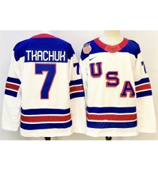 Men's USA #7 Brady Tkachuk White 2025-2026 Stitched Jersey