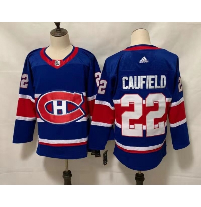 Men's Montreal Canadiens #22 Cole Caufield Blue 2020-21 Reverse Retro Alternate Hockey Jersey