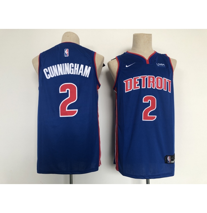 Men's Detroit Pistons #2 Cade Cunningham Fanatics Branded Blue 2021 Draft First Round Jersey