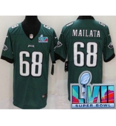 Men's Philadelphia Eagles #68 Jordan Mailata Limited Green Super Bowl LVII Vapor Jersey