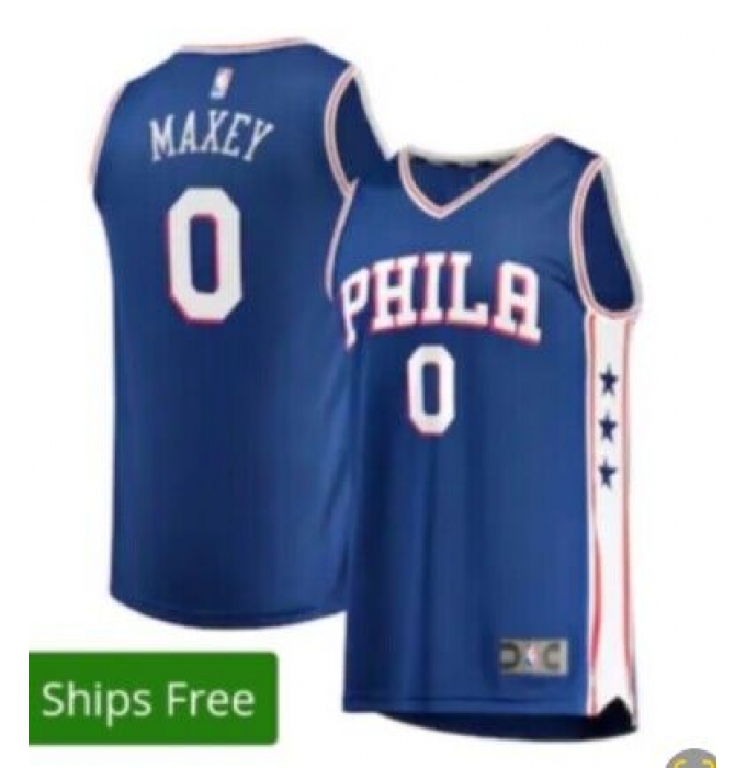 Men's Philadelphia 76ers #0  Tyrese Maxey Blue City Player Jersey