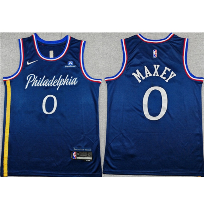 Men's Philadelphia 76ers #0 Tyrese Maxey Navy 2025-26 City Edition Stitched Jersey