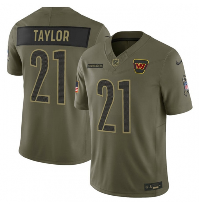 Men's Washington Commanders #21 Sean Taylor Olive 2025 Salute to Service Limited Football Stitched Jersey